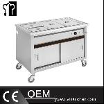 Electric 3 Pans Buffet Bain Marie Trolley With Cabinet