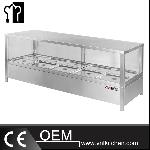 6 Pans Bain Marie Show Case (1/2 Pans) with Straight Glass With Sliding Door