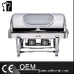 Oblong Single Pan Chafing Dish  With Chrome Legs & Show Window