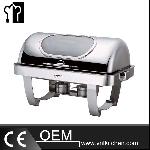 Oblong Single Pan Chafing Dish With Stainless Steel Legs & Show Window