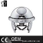 Round Chafing Dish With Chrome Legs & Show Window