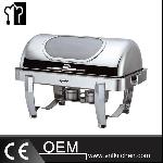 Oblong Single Pan Chafing Dish With Chrome Legs & Show Window