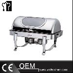 Oblong Single Pan Chafing Dish With Chrome Legs & Show Window