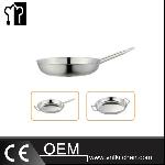 Φ200mm Stainless Steel Composite Bottom   Frying Pan With Single Handle