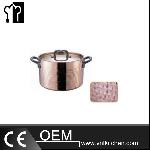 Φ200mm Triple-ply Copper Hammered Stew Pot With Cover