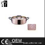 Φ320mm Triple-ply Copper Hammered Rondeau Pan With Cover