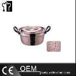 Φ180mm Triple-ply Copper Hammered Pot With Cover