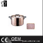 Φ200mm Copper Triple-ply Hammered Stew Pot With Cover