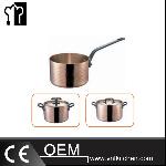 Φ100mm Copper Triple-ply Hammered Sauce Pan With Cover