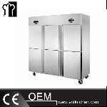 SS304 6 Doors Double-Temperature Static Cooling Kitchen Freezer And Refrigerator