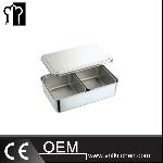 Japanese Style Stainless Steel 2 Compartments Condiments Container