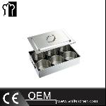 Stainless Steel 6 Compartments Sauce Container