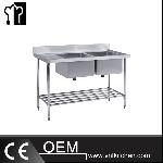 600mm Double Sinks Bench With Pot Shelf