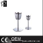 H160mm Stainless Steel Lotus Candle Holder