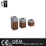 H60mm Stainless Steel Wood Grain Square Candle Holder