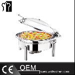 Heavy Duty Genoa Range Round Roll Top Induction  Chafer With Glass Lid And Cylindrical Frame