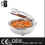 Heavy Duty Genoa Range Round Roll Top  Induction Chafer With Glass Lid