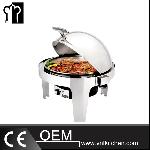 Stainless Steel Round  Roll Top Chafing Dish