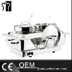 Stainless Steel Oblong  Soup Station With Electric Water Pan