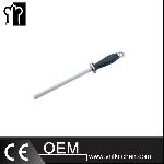 10.5'' Stainless Steel Sharpening Steel With Black Plastic Handle